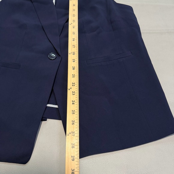 New Talbot Navy Blue Long One Button Blazer Vest Plus Petite 16W Wide Petite6082 - Picture 4 of 9